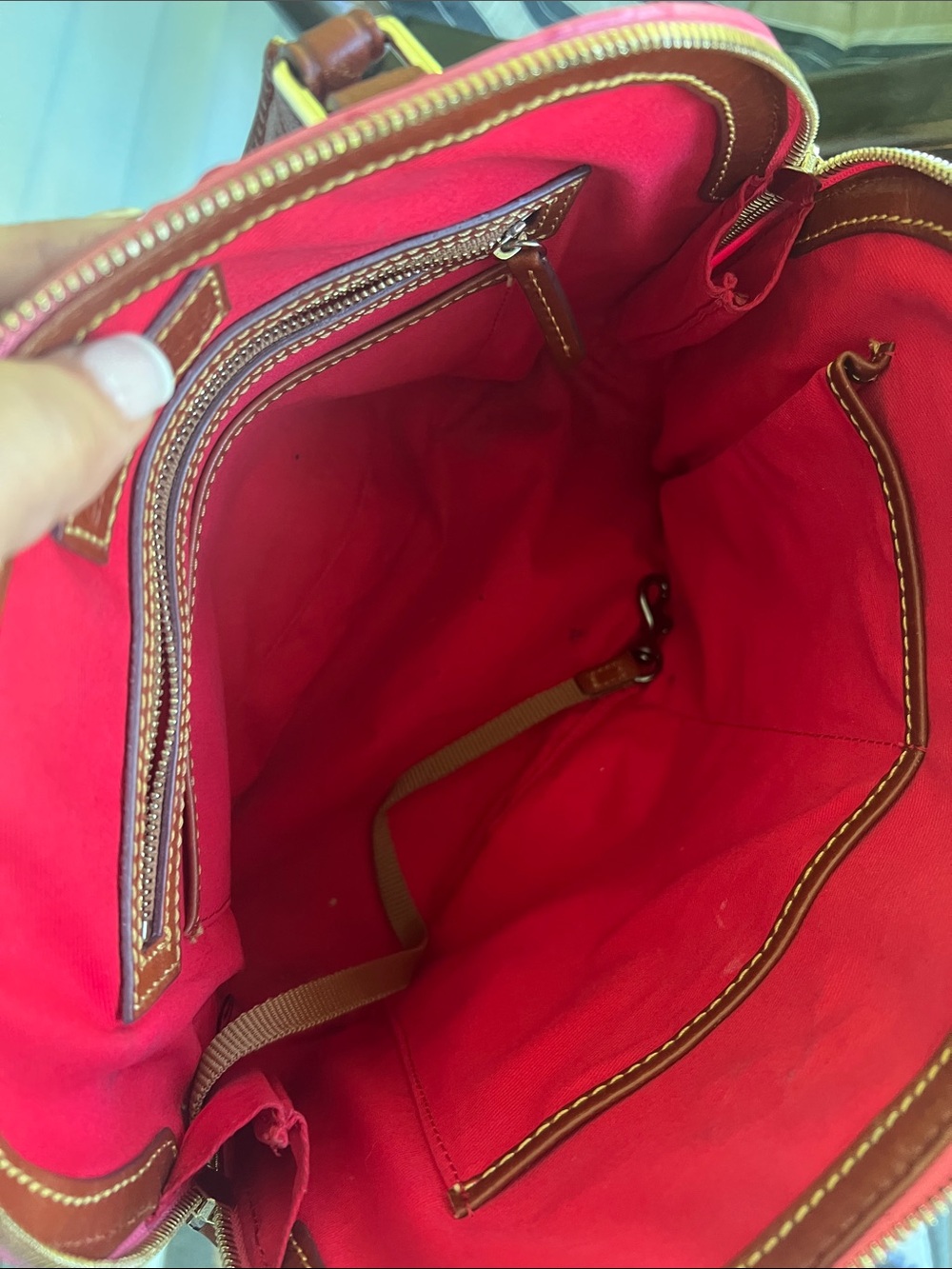 Dooney & Bourke Coral Pink Dome Satchel with Brown Trim - Picture 7 of 7